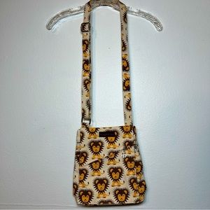 NWOT Bungalow 360 Small Messenger Bag Zip Purse Lion Vegan Canvas Cotton Durable
